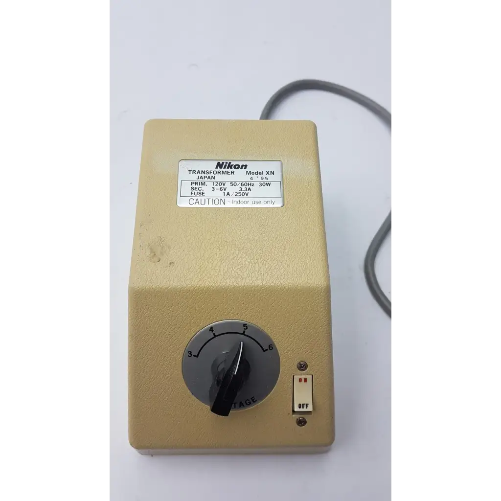 Beige genuine nikon transformer xn with rotary voltage selector and off on switch transformer xn made in japan
