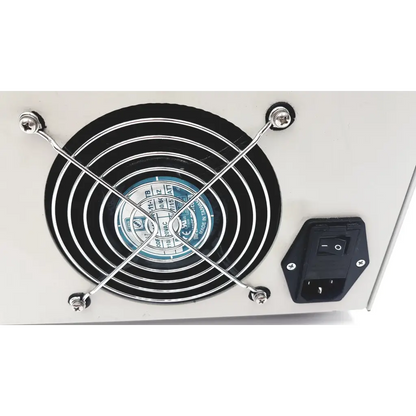 White rectangular gfmd silencer 2110 s2110sp ppp centrifuge with black fan grille and silver metal protective cage
