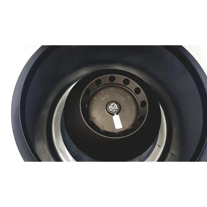 Black cylindrical gfmd silencer 2110 s2110sp ppp centrifuge container with metallic dial marked in rpm and numbers 1 to 12