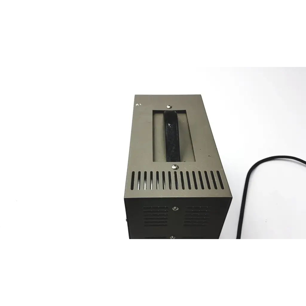 Black rectangular goldstar dc power supply unit gp 303 with matte finish and vertical ventilation slits for reuse medical applications