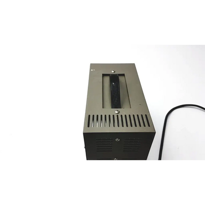 Black rectangular goldstar dc power supply unit gp 303 with matte finish and vertical ventilation slits for reuse medical applications