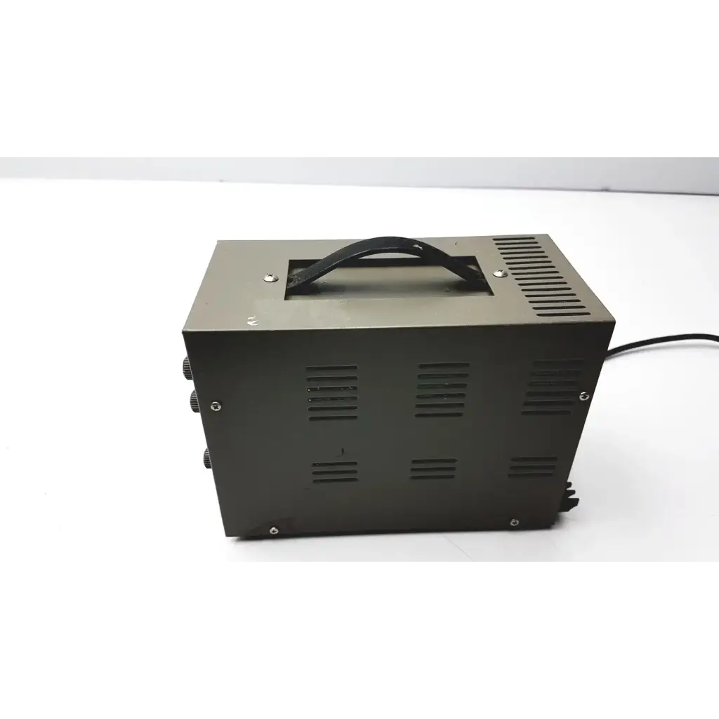 Black metal goldstar dc power supply gp 303 with handle and ventilation slots for reuse medical applications