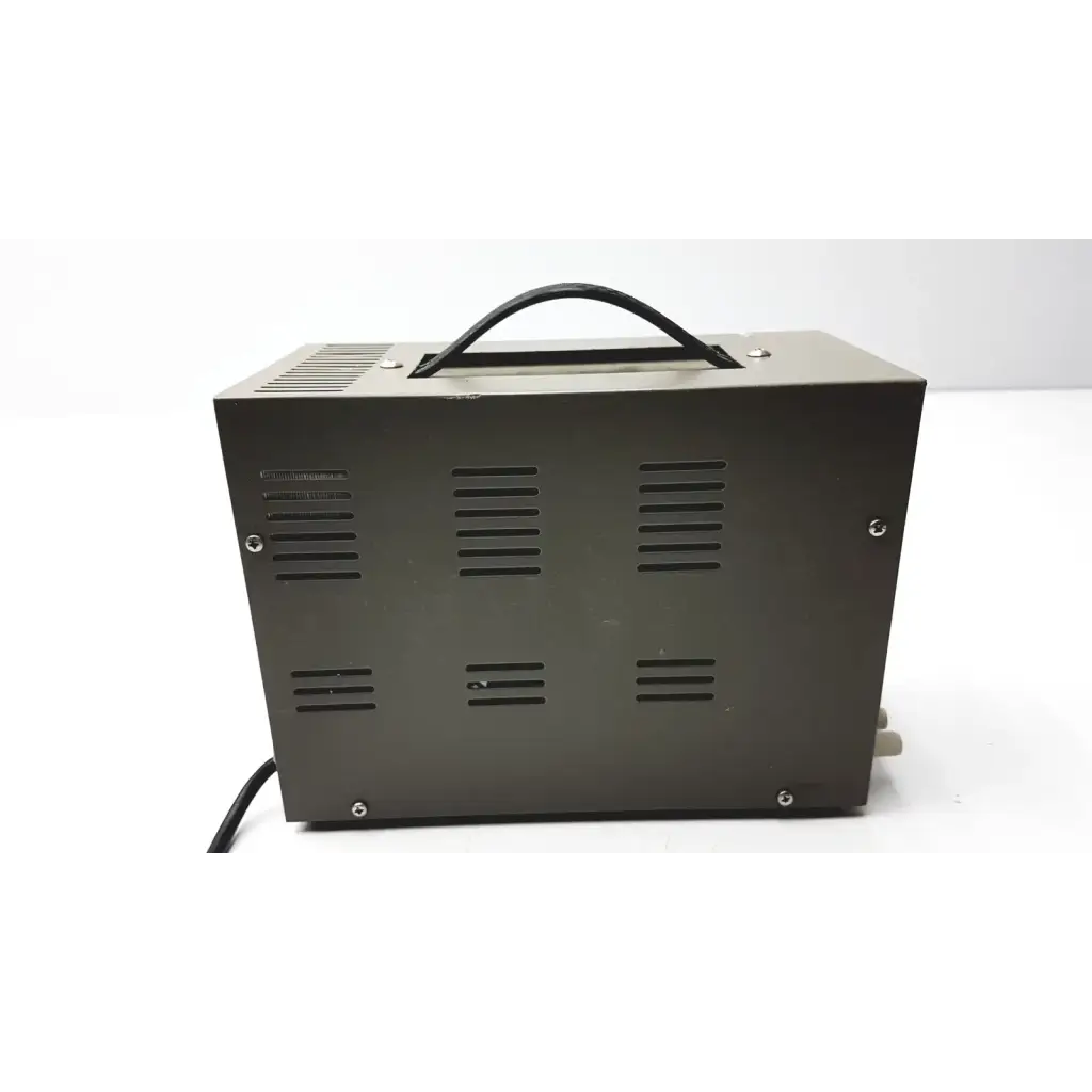 Black rectangular goldstar dc power supply gp 303 with handle and ventilation slits ideal for reuse medical purposes