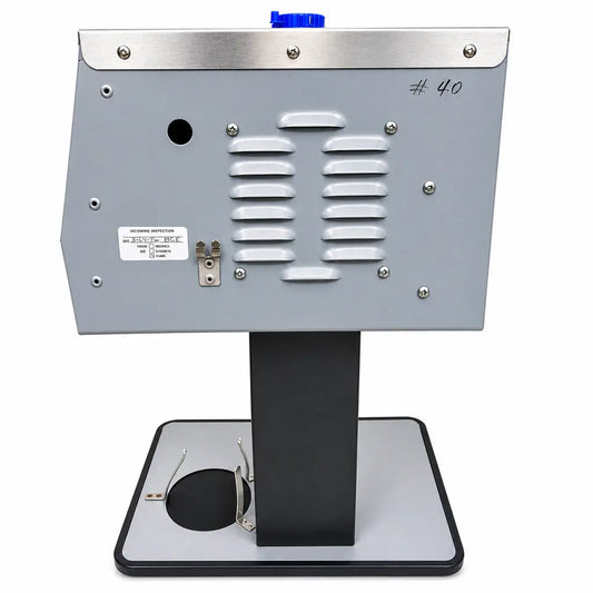 Gray metal gomco model 6031 constant intermittent suction aspirator system with blue knob and ventilation slats for gastric drainage