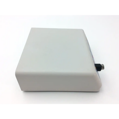A sleek matte white gynecare md010 motor drive unit with a black cylindrical connector on the side