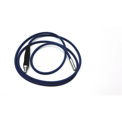 Dark blue flexible gyrus acmi g93 surgical optic cable with metallic connectors and black grip section for medical use