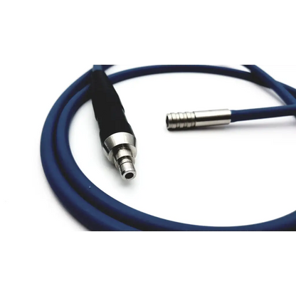 Blue coiled gyrus acmi g93 surgical optic cable with black and silver metallic connectors for acmi g93 surgical use