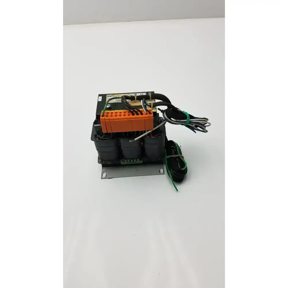 Black industrial power transformer habermann 3080-0044-0000 with orange terminal block and 480v sec 24v output