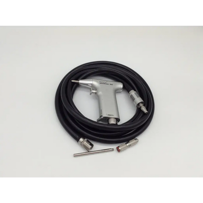 Silver haiyi wetmeter 400 air-powered spray gun with black coiled hose and metal nozzles for hall 5053-13 driver grip ad5-757 127231nj