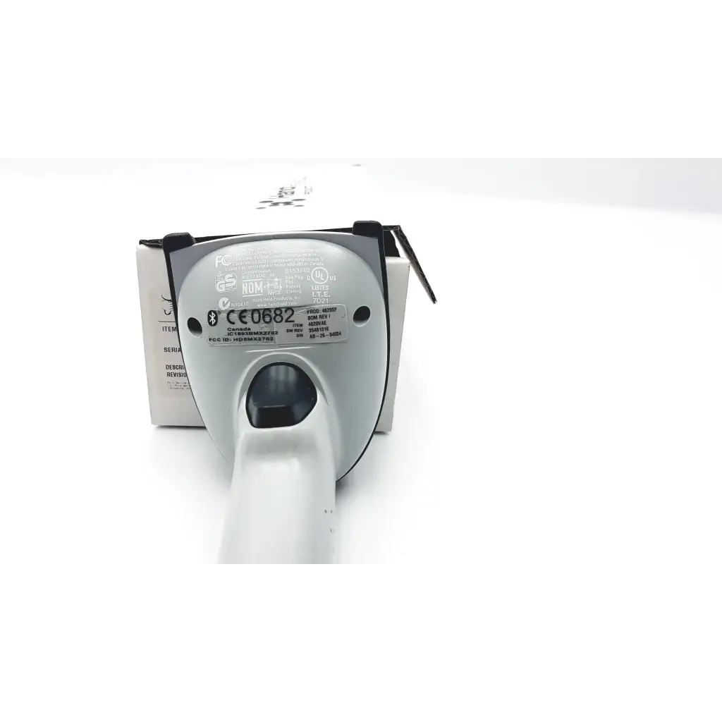 Silver handheld 4620vae wireless bluetooth barcode scanner with sleek ergonomic design and black accents