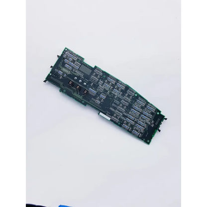 Green printed circuit board featuring numerous integrated circuits and connectors in hark analog filter pcba 35200 with spacelabs mpc860 cpu