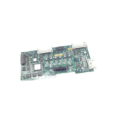 Green printed circuit board with black integrated circuits and white connectors of hark analog interface pcba 35130