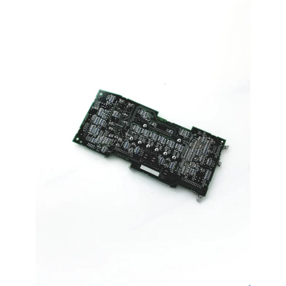 Black rectangular hark analog interface pcba 35130 rev b with silver circuitry and multiple mounted components