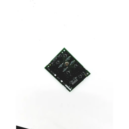 Green rectangular hark detector preamp pcba 46180 rev circuit board with black components and silver solder points
