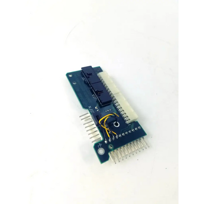 Blue circuit board of hark power distributor pcba 35170 rev c with black white connectors yellow wires and silver pins