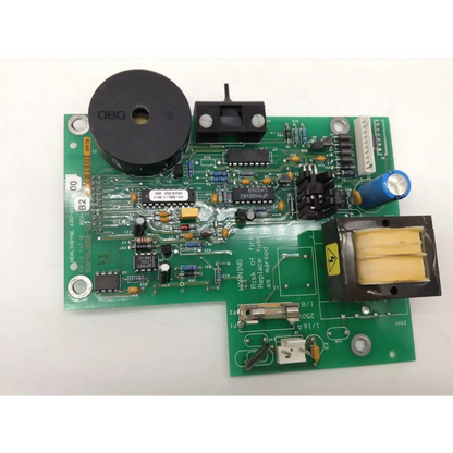 Green printed circuit board with black and blue components for healthdyne power supply parts p n 350-0600-00 rev b