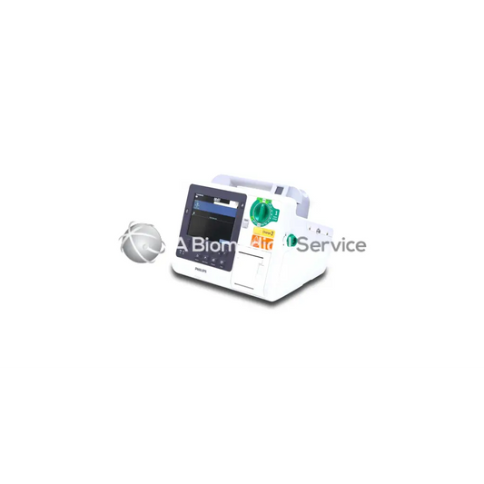 White philips heartstart xl plus medical infusion pump with digital display green control dial and labeled compartments for biomedical service