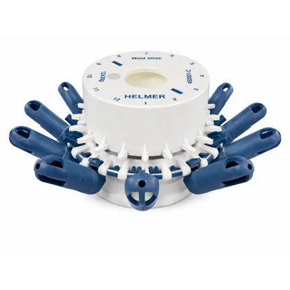 Helmer 450001-C white and blue centrifuge rotor assembly with 12 numbered slots for tubes biomed certified