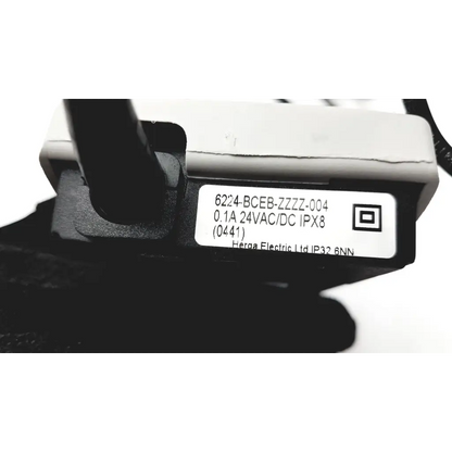 Black and white herga electric chair leg control showing model 6224-bceb voltage and ipx8 waterproof label
