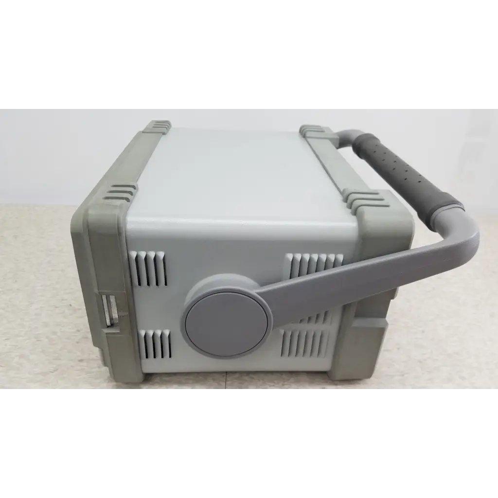 Gray plastic portable cooler with sturdy handle and ventilation slots for hewlett packard 8147 optical time domain reflectometer accessories