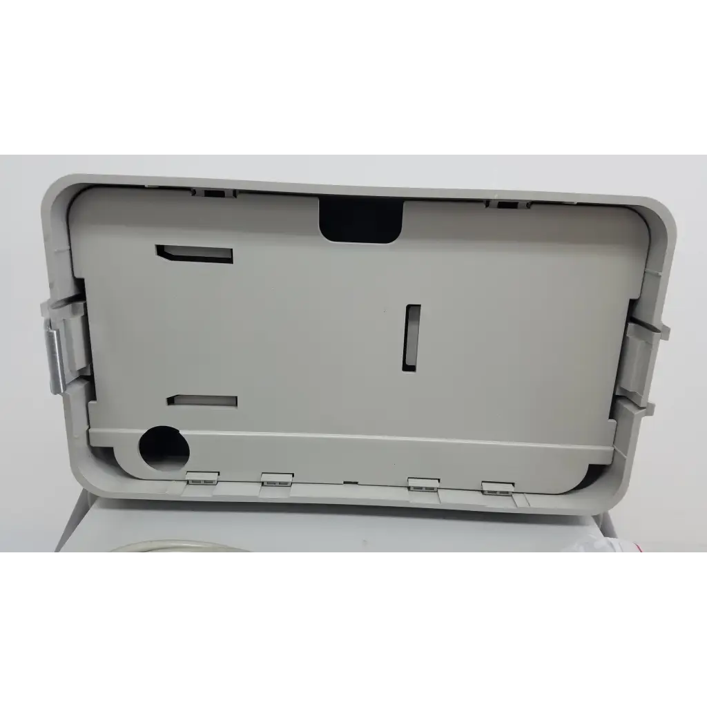 Gray plastic cable management box with molded slots for cable organization in hewlett packard 8147 optical time domain reflectometer case