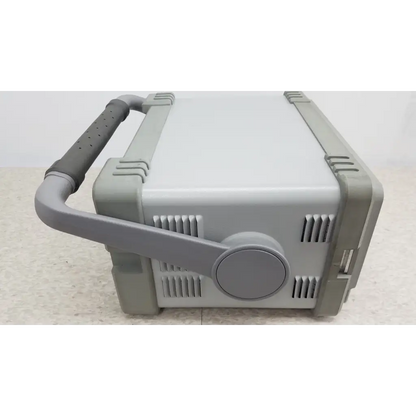 Gray plastic field case with sturdy handle and ventilation slots for hewlett packard 8147 optical time domain reflectometer
