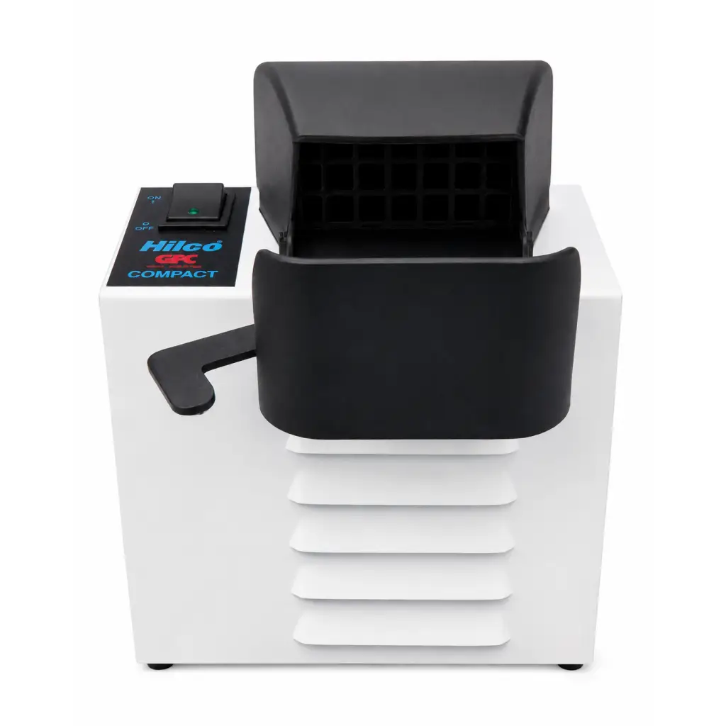 White and black hilco gfc compact vava a600 biomed certified optical frame heater with hinged lid and compartments
