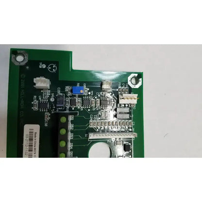 Green printed circuit board of hill-rom 2001 light relay control mother board with labeled connectors and components