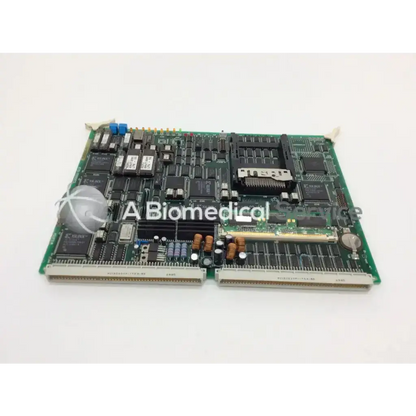 Green circuit board with black integrated circuits capacitors and connectors of hitachi cu0002-s13 cu0002-r13 ultrasound module