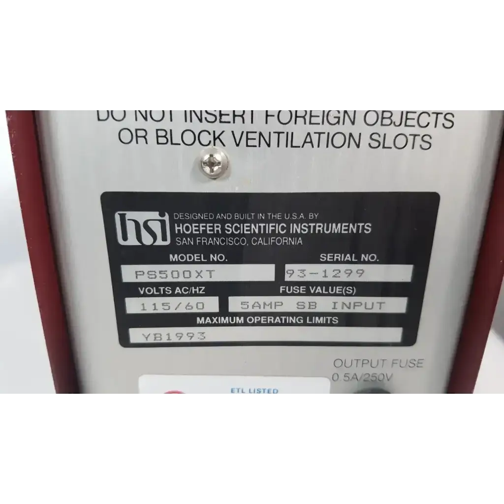 Hoefer PS500XT DC Power Supply, 500V 400mA 200W Laboratory Power Supply, second-hand product photo 6