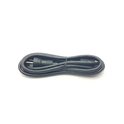 Black coiled hospital grade green dot power cord cable with two-prong plug and rectangular c13 connector 18awg