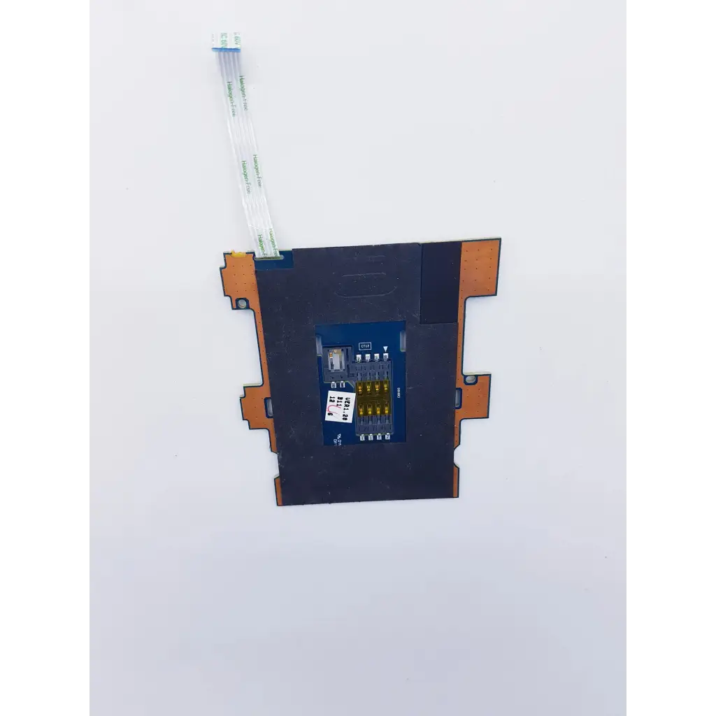 Blue and black electronic circuit board with orange connectors and ribbon cable for hp elitebook 8470p laptop smart card reader