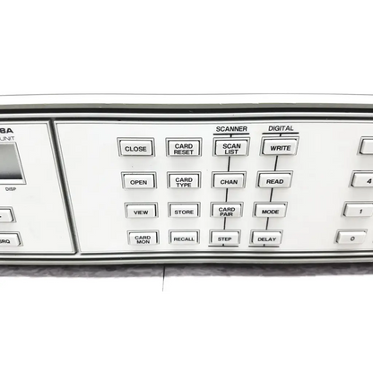 White hewlett packard 3488a switch control unit panel with labeled buttons for scanner and digital switch control functions