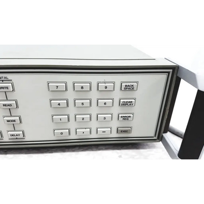 White hewlett packard 3488a switch control unit with black keypad buttons in gray metallic casing for switch control use