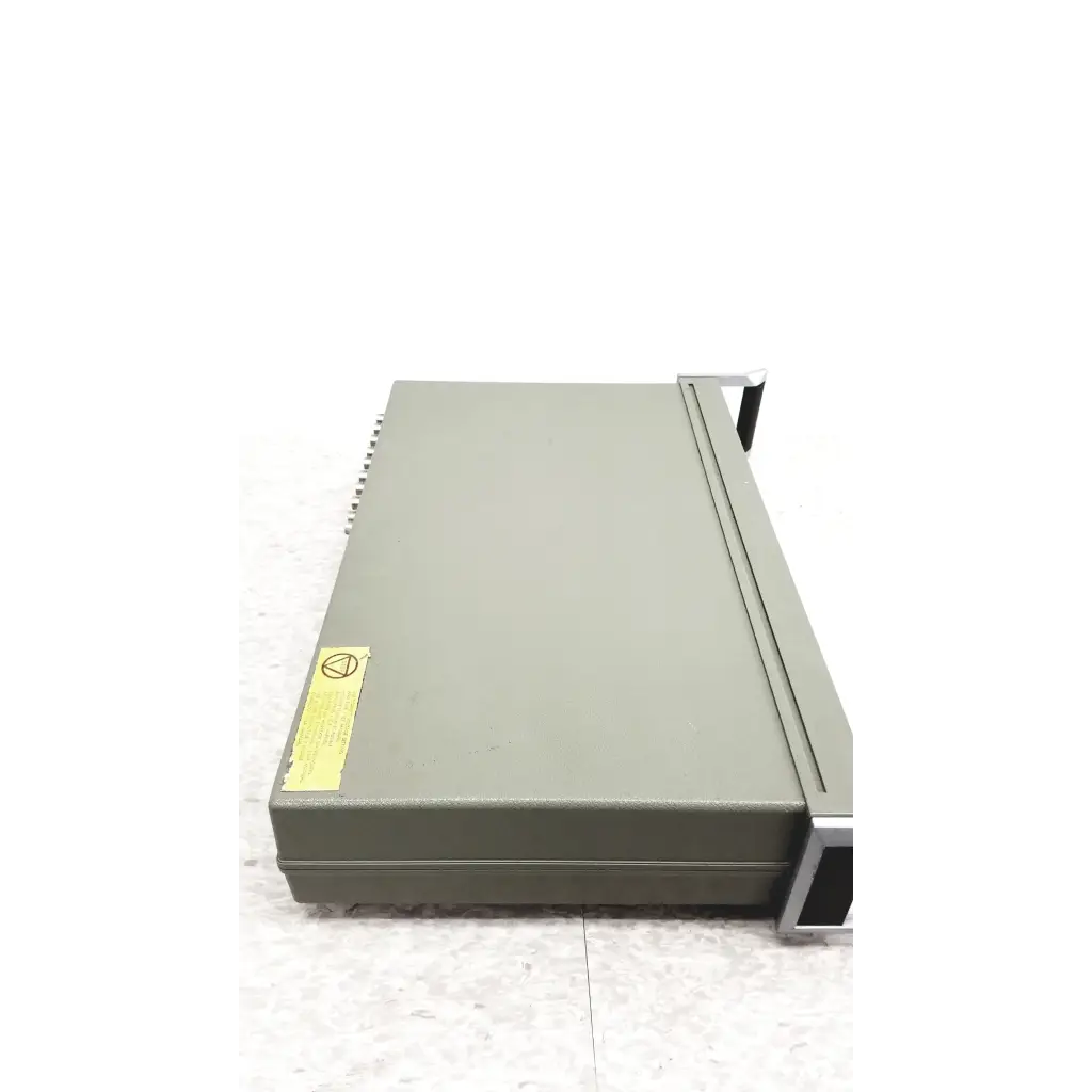 Gray metal hewlett packard 3488a switch control unit with yellow warning label for switch control use