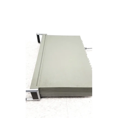 Gray metal hewlett packard 3488a switch control unit with black rubberized handles and silver mounting brackets