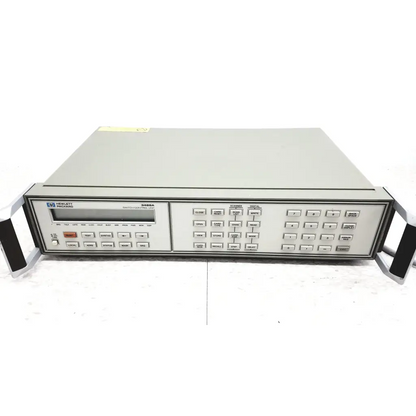 Gray metallic hewlett packard 5368a network analyzer with digital display and buttons for switch control unit use