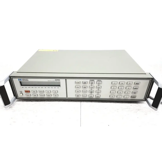 Gray metallic hewlett packard 5368a network analyzer with digital display and buttons for switch control unit use
