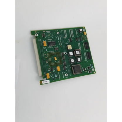 Green printed circuit board with electronic components and white label on edge for hp m1053-66415 telemetry board