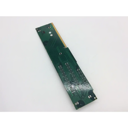 Green rectangular hp riser pa9c50a9vv631e circuit board with gold edge connector and silver solder points