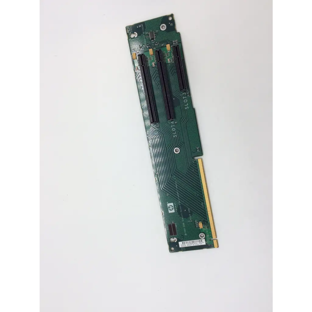 Green circuit board riser pa9c50a9vv631e with three black pcie slots and gold edge connector for hp servers