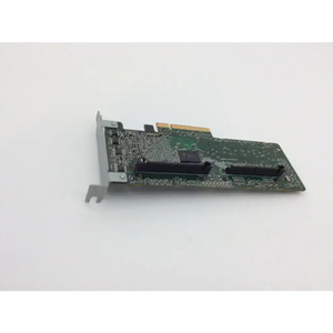 Green circuit board hp smart array p400 sas raid controller card with two black drive slots and gold pcie connector