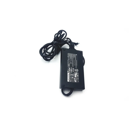 Black rectangular hp tpn-ca03 ac adapter with blue tip ad2-86 power cord and loop handle for laptop charging