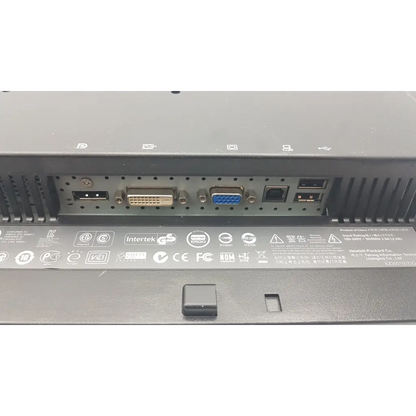 Black plastic back panel of hp zr24w hstnd-2811-t widescreen monitor with hdmi dvi-d vga usb-a and ethernet ports