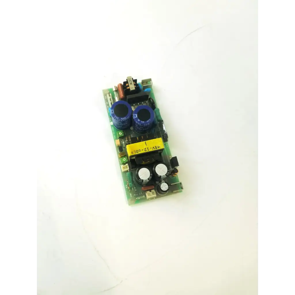 Green printed circuit board control board hsv-12-50l control board with blue white capacitors black components and yellow label