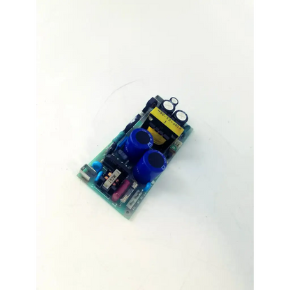 Green circuit board with blue capacitors and yellow labeling of hsv-12-50l control board for precise control functions