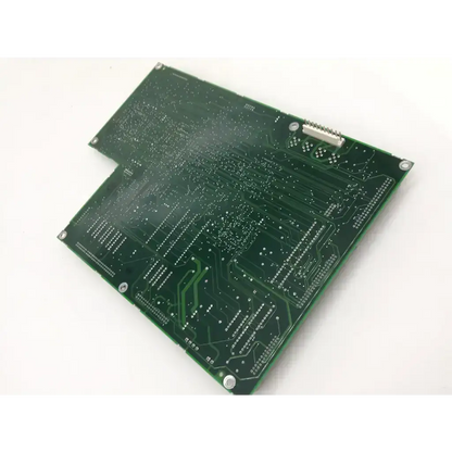 Green printed circuit board with intricate silver traces and component points from humphrey instruments pcba rev a3 board