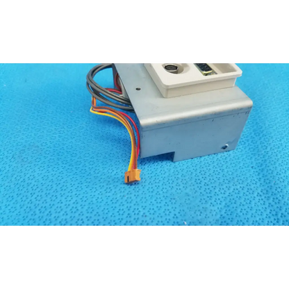 Gray plastic i/o data port interface panel chassis assembly with beige control panel and multi-colored wiring for topcon retinal camera