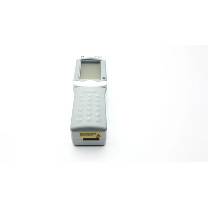 Gray handheld barcode scanner with small screen and numeric keypad for i-stat 1 analyzer blood hematology portable use