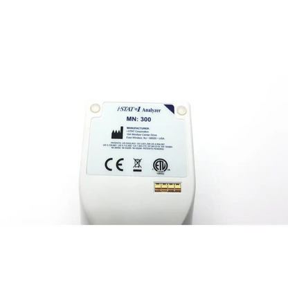 White plastic i-stat 1 analyzer blood hematology portable 300 with gold electrical contacts and manufacturer label